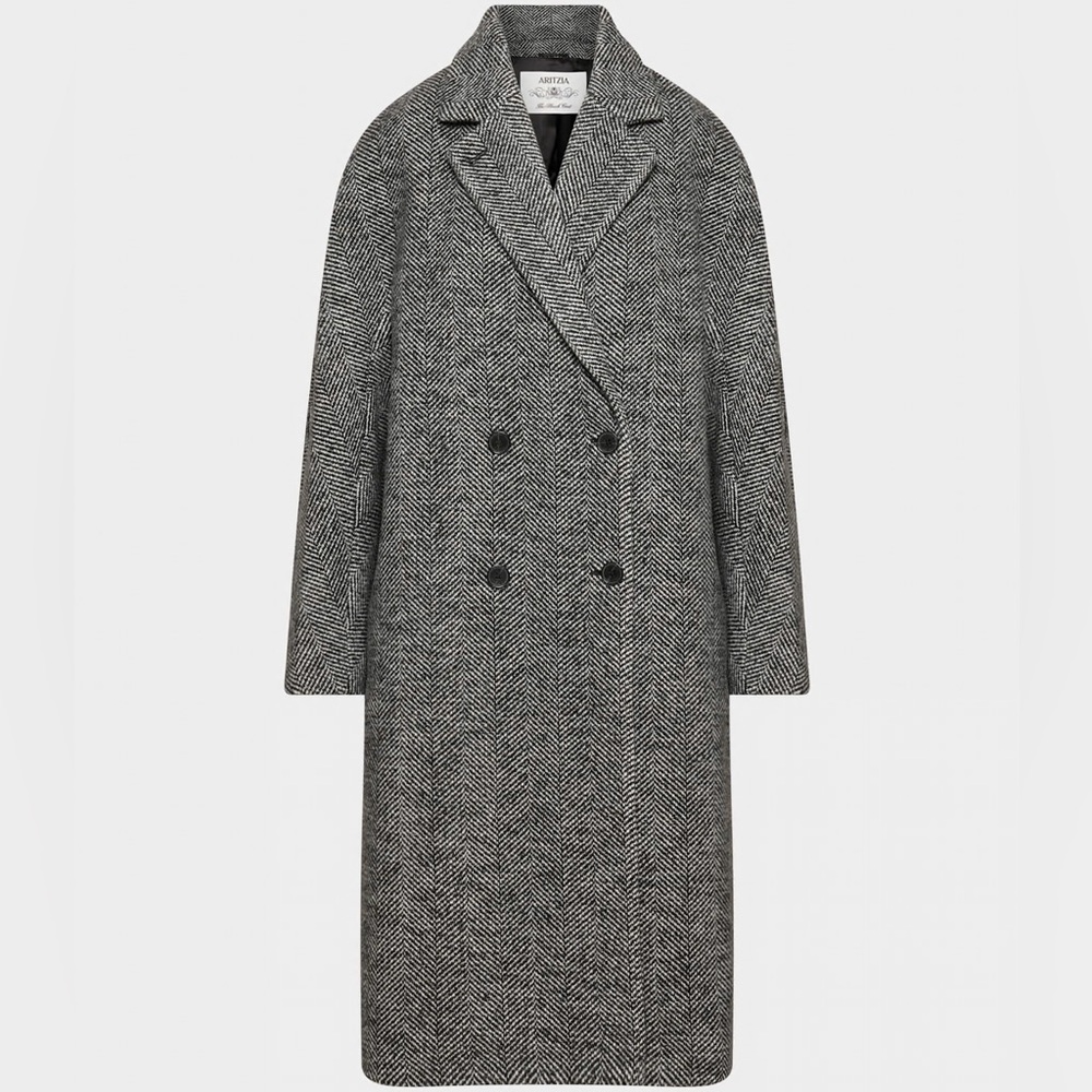 Aritzia & Babaton The Slouch Herringbone Double-Breasted Pea Coat. L size.